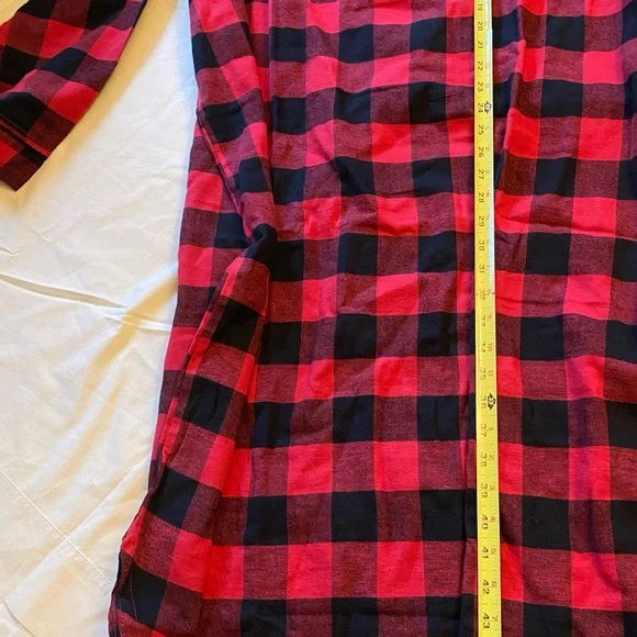 KingSize Red and Black Plaid sleep Shirt - Picture 4 of 8